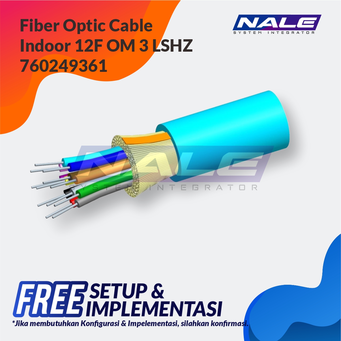 SLOTNE - Fiber Optic Cable Indoor 12F OM3 LSZH 760249361 - 01 Fiber Optic Cable, Indoor, 12F, OM3, LSZH (760249361) - Gambar 1